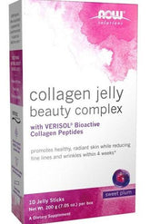 NOW Foods Collagen Jelly Beauty Complex with VERISOL, promotes healthy skin, reduces fine lines, 10 jelly sticks.